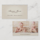 クリーム色のフェイクな麻布およびレースのヴィンテージの名刺 名刺 (正面/裏面)