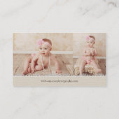 クリーム色のフェイクな麻布およびレースのヴィンテージの名刺 名刺 (裏面)