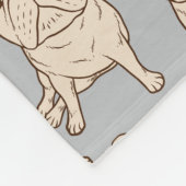 クリーム色のフレンチ・ブルドッグ フリースブランケット (角)