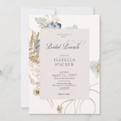 クリーム色のブライダル ブランチに咲く素朴なワイルドフラワー 招待状 (正面)