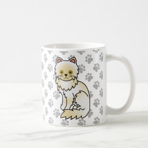 クリーム色のペルシャ猫のかわいいキャラクターイラスト コーヒーマグカップ