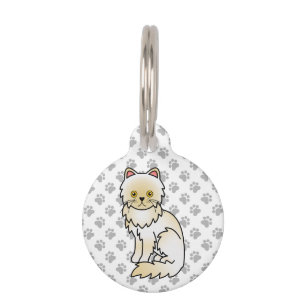 クリーム色のペルシャ猫 かわいいキャラクター ペット ネームタグ