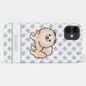 クリーム色のポメラニアン かわいい漫画の犬と名前 Case-Mate iPhoneケース (裏面(横))