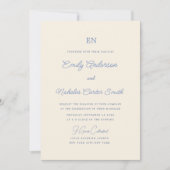 クリーム色のユニークなデジタルテンプレートの結婚式招待状 招待状 (正面)