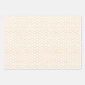 クリーム色のリネンに白いハート ラッピングペーパーシート (正面3)