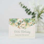 クリーム色のローズの80歳の誕生日 ポストカード (スタンド正面)