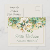 クリーム色のローズの80歳の誕生日 ポストカード (正面/裏面)