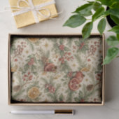 クリーム色のヴィンテージ植物画風クリスマスシトラスパターン 薄葉紙 (ギフト)