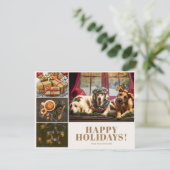 クリーム色の写真コラージュ 年末年始とクリスマスの挨拶 シーズンカード (スタンド正面)