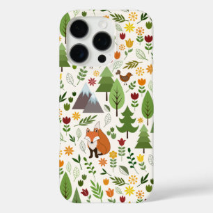 クリーム色の北欧スタイルのイラストパターン iPhone 16 PROケース