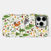 クリーム色の北欧風イラスト柄 iPhoneケース (裏面横)