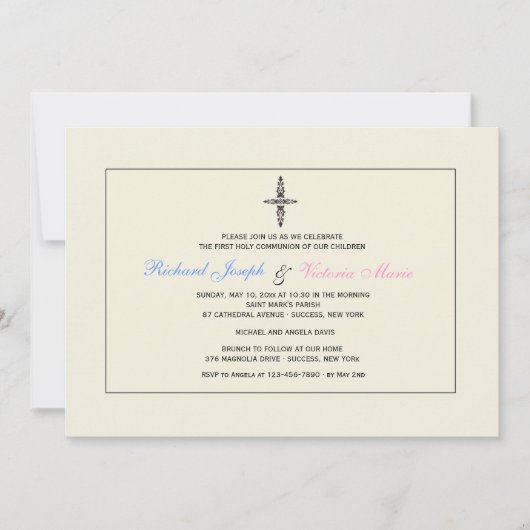 クリーム色の宗教的な招待状 招待状 (正面)