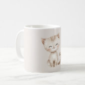 クリーム色の幸せな猫 コーヒーマグカップ (正面左)