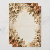 クリーム色の本物志向のホリーブランチ | クラシックホリデー 招待状 (正面/裏面)