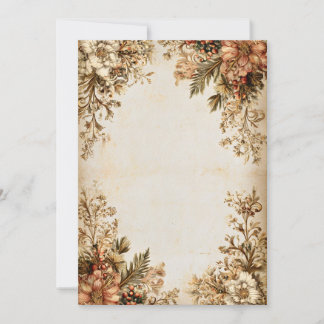 クリーム色の本物志向のホリーブランチ | クラシックホリデー 招待状