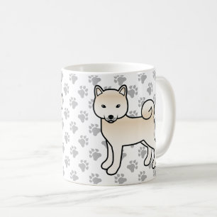 クリーム色の柴犬 かわいいキャラクター犬と肉球 コーヒーマグカップ