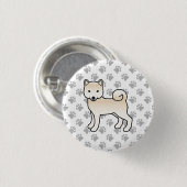 クリーム色の柴犬 かわいいキャラクター犬と肉球 缶バッジ (正面&裏面)
