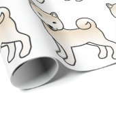 クリーム色の柴犬 かわいいキャラクター犬の模様 ラッピングペーパー (ロールコーナー)