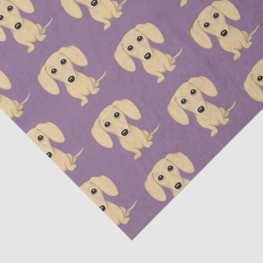 クリーム色の滑らかな上塗を施してあるダックスフントパターン|かわいい犬 薄葉紙 (詳細)