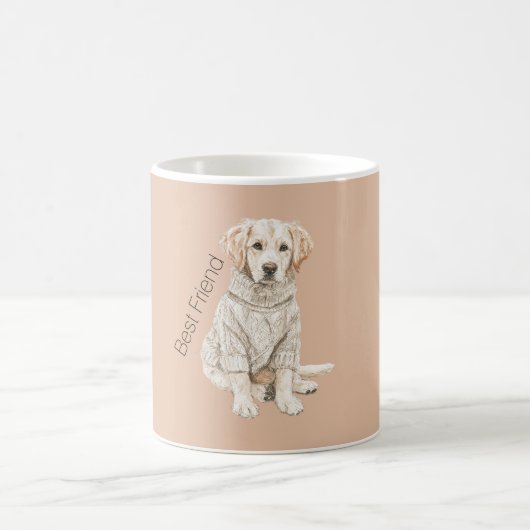 クリーム色の犬セーター ベストフレンド コーヒーマグカップ (中央)