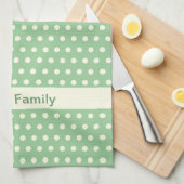 クリーム色の白いアイボリーの水玉模様パターン キッチンタオル (四つ折り)