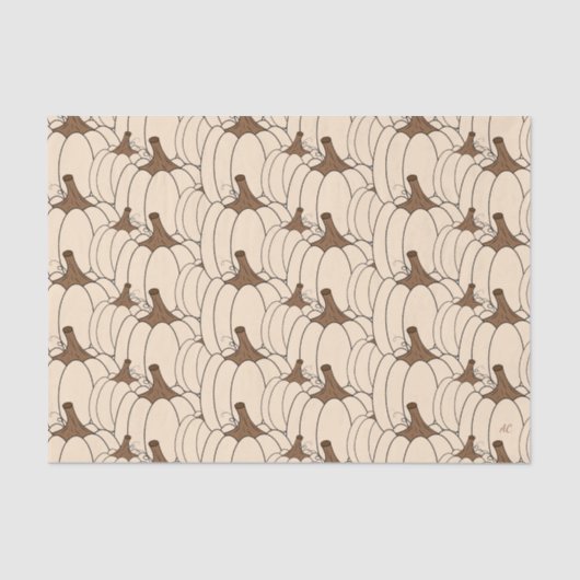 クリーム色の白いカボチャのデコパージュティッシュペーパー 薄葉紙 (正面)