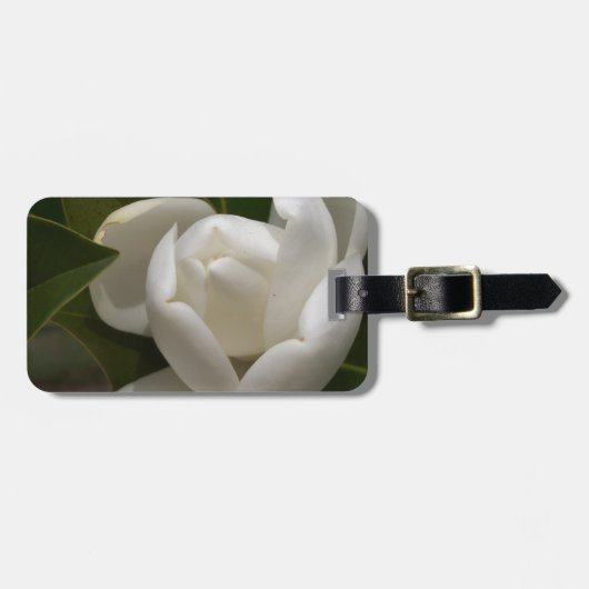 クリーム色の白いマグノリアの花芽 ラゲッジタグ (正面横)