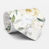 クリーム色の白い牡丹ユーカリ光セージ結婚ズ ネクタイ (ロール)