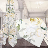 クリーム色の白い牡丹ユーカリ光セージ結婚ズ ネクタイ