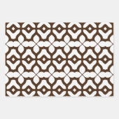 クリーム色の白と茶色のモザイクパターン ラッピングペーパーシート (正面)