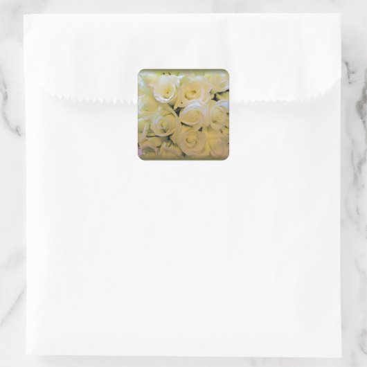 クリーム色の白バラ結婚の封筒用シール スクエアシール (バッグ)