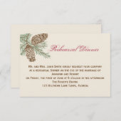 クリーム色の結婚式のリハーサルのマツ円錐形の自然 招待状 (正面/裏面)