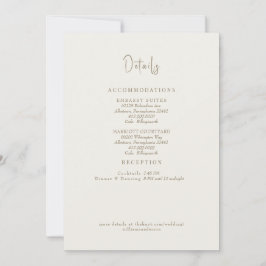 クリーム色の結婚式詳細 落葉の囲い 招待状