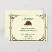 クリーム色の結婚披露宴のヴィンテージのブラウンのオークの木 招待状 (正面/裏面)