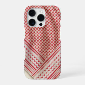 クリーム色の背景にたなびく赤と白のシェマグ iPhone 16 PROケース