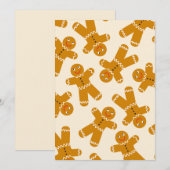 クリーム色の背景にジンジャーブレッドクッキー シーズンカード (正面/裏面)