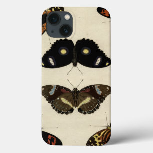 クリーム色の背景のカラフルな蝶メドレー iPhone 13ケース
