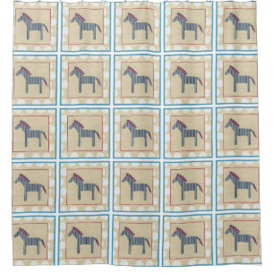 クリーム色の背景の切り出しのシマウマ シャワーカーテン