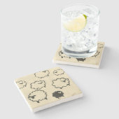 クリーム色の背景の白い及び厄介もの ストーンコースター (横)