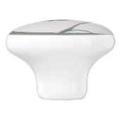 クリーム色の背景の緑の葉 セラミックノブ (側面)