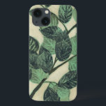 クリーム色の背景の葉そして枝 iPhone 13ケース<br><div class="desc">鮮やかな緑の葉および枝はジェニファーGoldbergerによってこのプリントのクリーム色の背景で休みます。 季節の変更としてこれらの葉の色は同じをとどまりま、少し一貫性をあなたの生命に持って来ます。</div>
