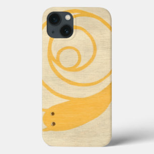 クリーム色の背景の黄色いかたつむり iPhone 13ケース