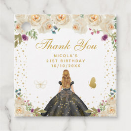 クリーム色の花と金髪の姫 プリンセスの誕生日パーティー フェイバータグ