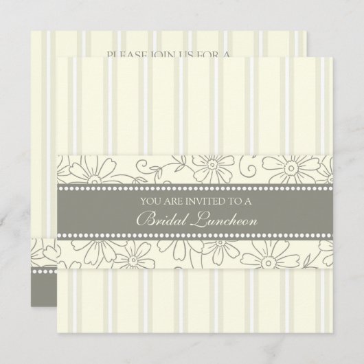 クリーム色の花の花嫁の昼食会の招待状カード 招待状 (正面/裏面)