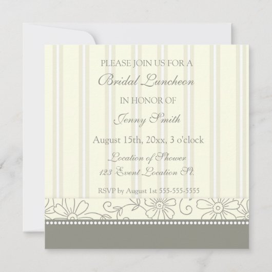 クリーム色の花の花嫁の昼食会の招待状カード 招待状 (裏面)