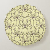 クリーム色の花パターン ラウンドクッション (裏面)