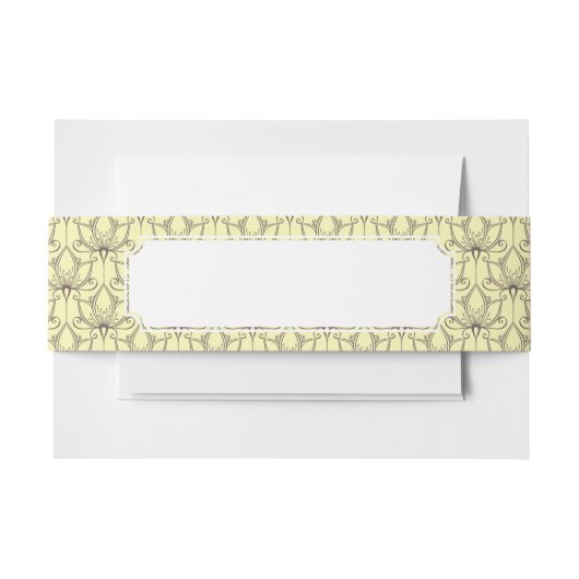 クリーム色の花パターン 招待状ベリーバンド (正面例)