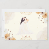 クリーム色の花柄デザインがエレガントな結婚式の返信ハガキ (裏面)