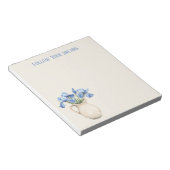 クリーム色の花瓶 紫色のアイリス 花模様  ノートパッド (アングル)