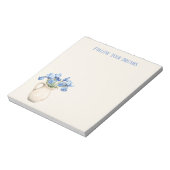 クリーム色の花瓶 紫色のアイリス 花模様  ノートパッド (回転)